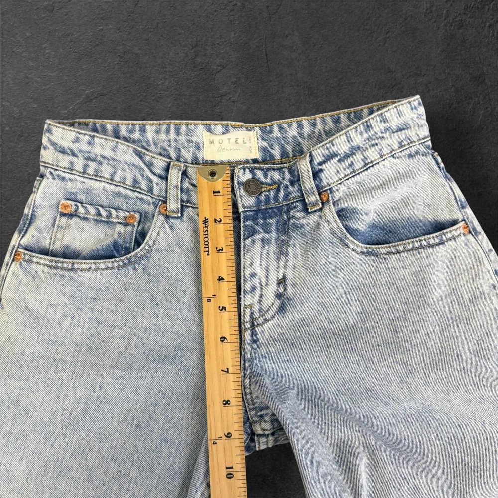 Motel Rocks Women Light Wash High Waisted Wide Leg Cotton  Jeans Size W24 L32 - Picture 13 of 16